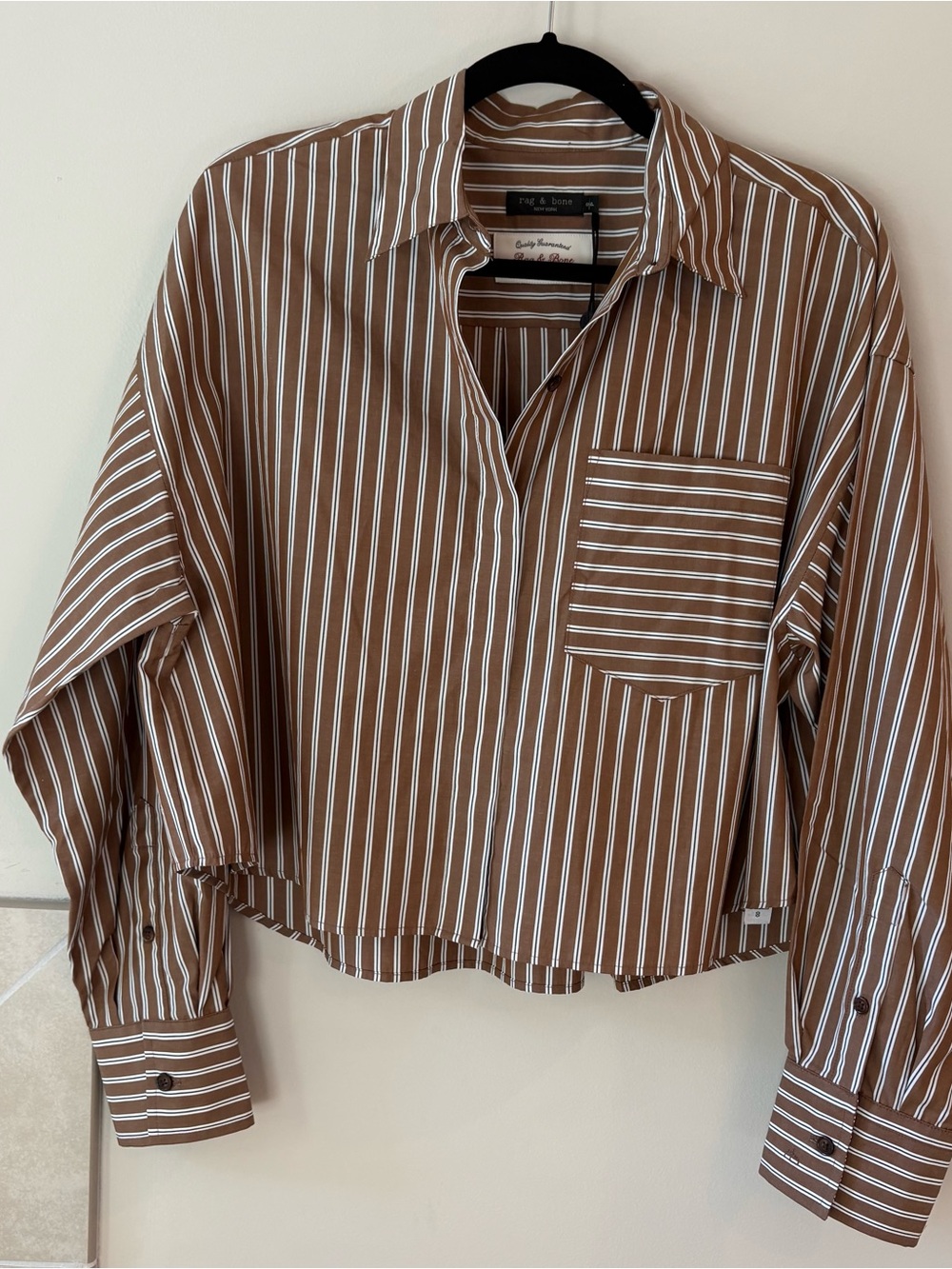 Rag & Bone Marin Striped Button Down Cropped Size Small